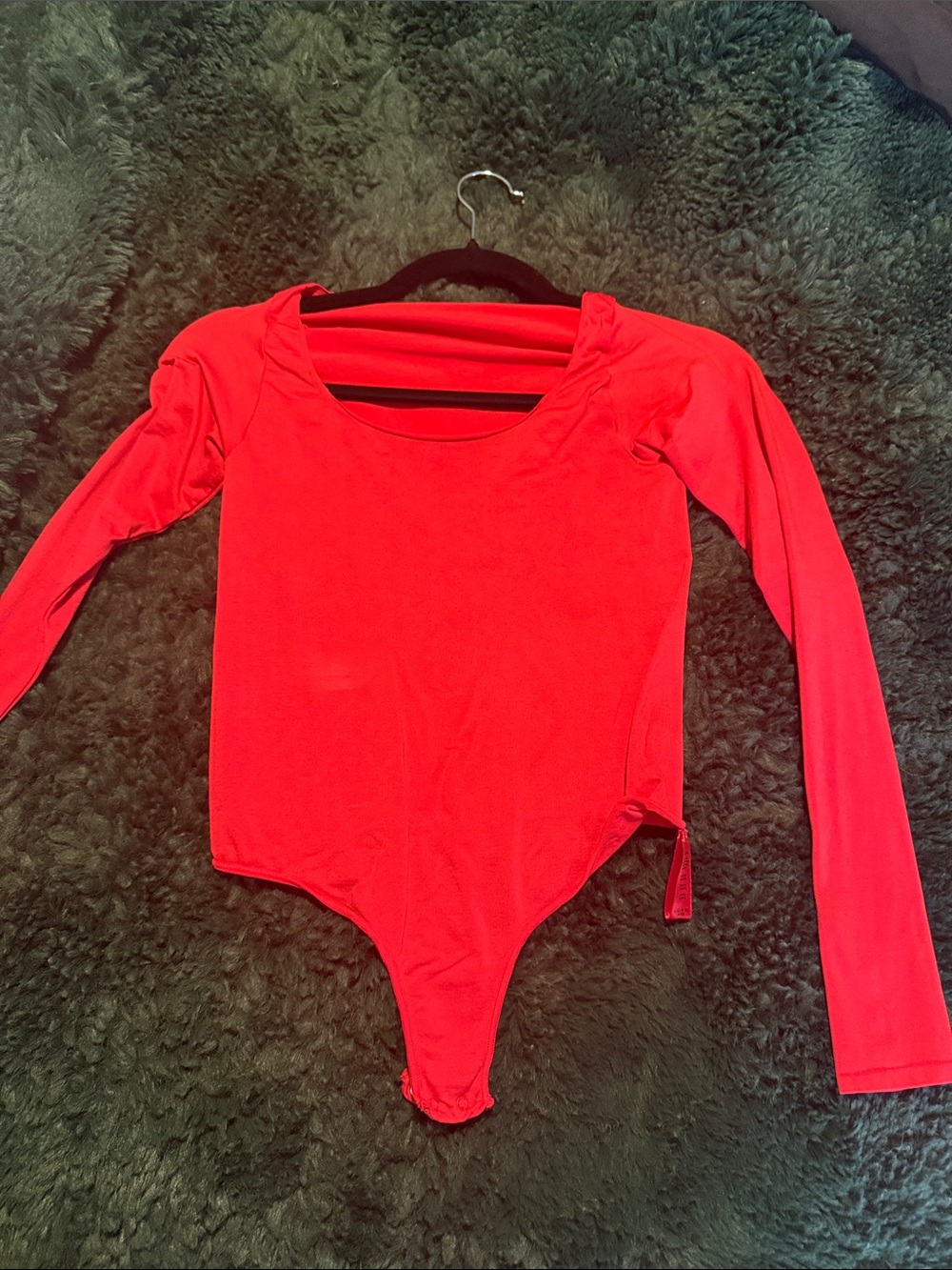 Red Long-Sleeve skims Bodysuit